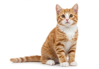 Obraz premium Adorable orange white kitten wide-eyed