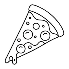 slice of a whole pizza line art vector illustration 