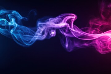Fototapeta premium Smoke trails in triadic color scheme with a dark background and negative space