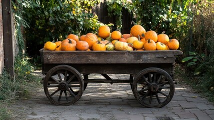 Orchard Pumpkins Harvest Cart