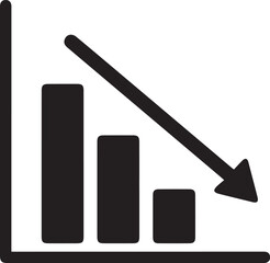 a bar chart  and  a downward arrow icon