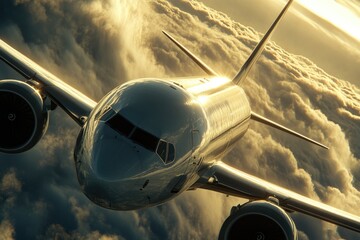 Fototapeta premium commercial airplane cruising at high altitude