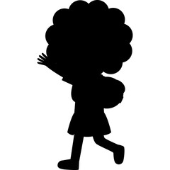 cute little kid silhouette isolated png element Illustration flat style