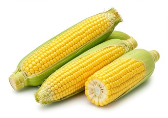 Vibrant yellow corn cobs fresh
