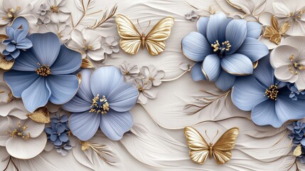Delicate Floral Design with Butterflies