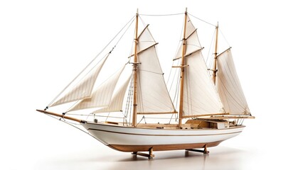 Obraz premium Low Light Sailboat Photography: Dramatic Nighttime Image of a White-Sailed Model Yacht