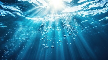 Sunlight piercing deep ocean waters