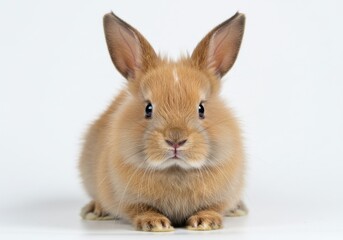 Obraz premium Fluffy tan rabbit close-up portrait