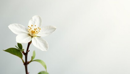 Obraz premium Delicate white blossom against pure white backdrop, flower, pure