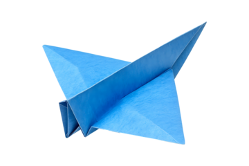 Blue paper plane isolated on transparent background
