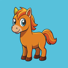 Obraz premium sad cartoon horse simple vector