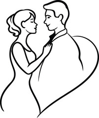 Romantic Couple Line Drawing  Love Silhouette Minimalist Vector Art