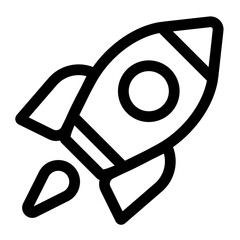 Startup Rocket Launch Digital Marketing Business Icon Outline Black and White