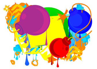 Bomb graffiti. Abstract modern street art decoration performed in urban painting style.