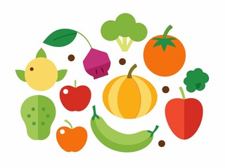 A  Fruit vegetables on white background.