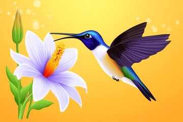 Obraz premium A minimalistic icon of a hummingbird hovering near a flower