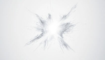 Abstract explosion graphic.  A burst of gray particles radiating outwards from a central point on a light gray background