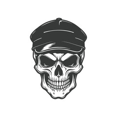 Skull with Hat Vintage Illustration