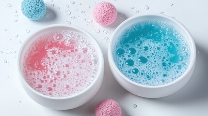 Double cleansing method isolated on white background