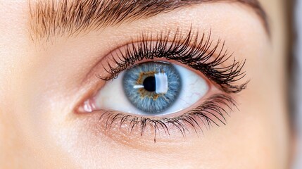 Obraz premium Close up blue eye with eyelashes