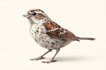 Fototapeta premium Small bird, white background, wildlife, nature photography, for website or book illustration