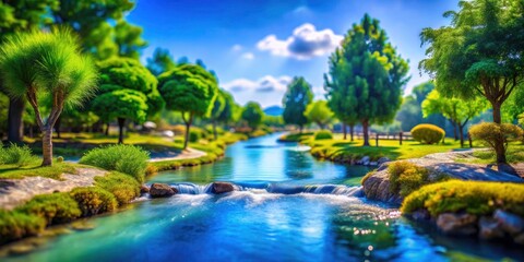 Stunning Tilt-Shift Photography of Dameroon Negro Landscape with Miniature Effect, Capturing Nature's Beauty in Vibrant Colors, Ideal for Nature Lovers and Photography Enthusiasts