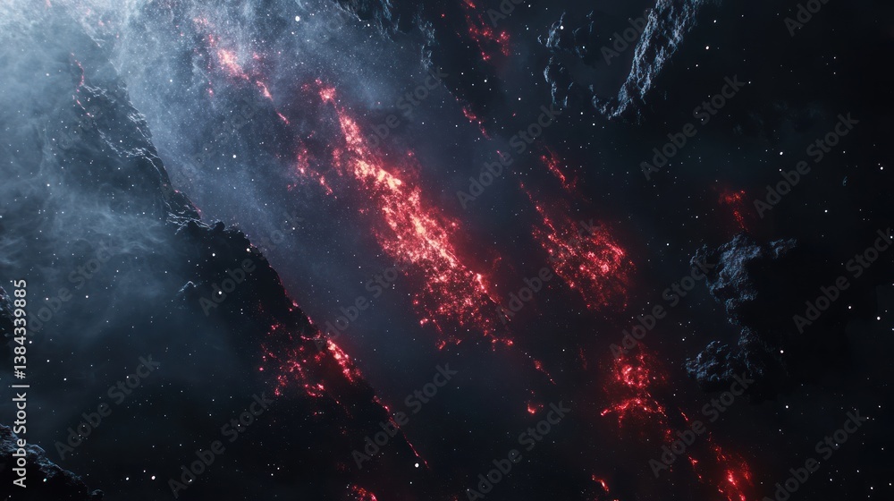 Poster cosmic majesty: a dynamic interplay of light and shadow in deep space realm