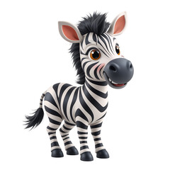Adorable Cartoon Zebra Illustration A Delightful 3D Rendered Image of a Playful Young Zebra