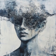 Enigmatic Portrait: A Study in Blue Hues