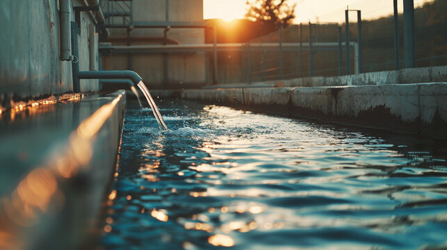 Municipal water supply system construction, with reservoirs, treatment plants, and distribution networks, construction site. stock image, hd quality, natural look, blog post.