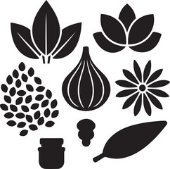 edible leaves and bulbs clipart, edible leaves and bulbs silhouette vector illustration, edible leaves and bulbs silhouette vector black and white