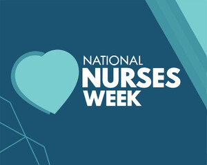 Teal National Nurses Week Design with White Text and Heart Shape