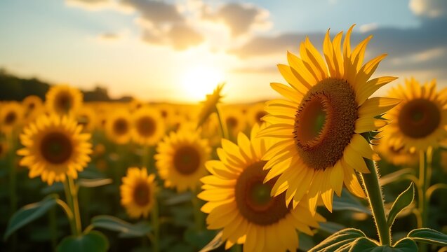 Radiant Sunflower Bathed in Golden Sunlight
