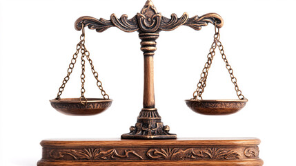 Fairness scales of justice isolated on white background