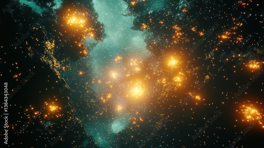 Poster cosmic radiance: a celestial display of light and nebular colorscape