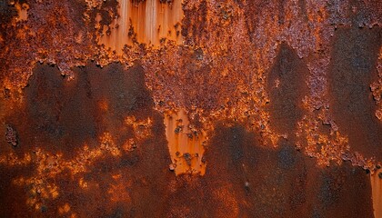 Corroded, oxidized surface with orange and brown rust patches.