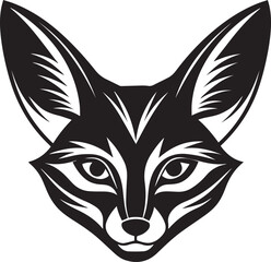 Fototapeta premium fennec fox head clipart, fennec fox head silhouette vector illustration, fennec fox head logo silhouette vector black and white