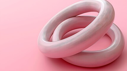 Fototapeta premium Interlocked Pink Torus Shapes Abstract Design