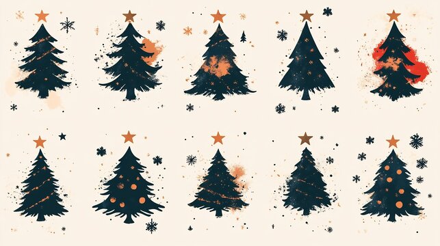 Christmas Tree Silhouettes with Festive Design, and Holiday Decor.