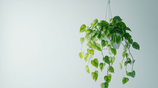 Lush Cascading Pothos Plant in Hanging Pot Interior Decor Inspiration