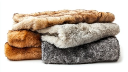 Faux fur blankets isolated on white background