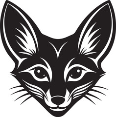 Obraz premium fennec fox head clipart, fennec fox head silhouette vector illustration, fennec fox head logo silhouette vector black and white