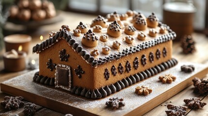 photo a Gingerbread Cake isolated on white background,Transparent background, clear border, for easy background separation,stock photo