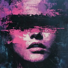 Abstract Female Portrait: Hidden Vision, Pink and Black