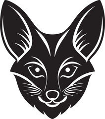 Fototapeta premium fennec fox head clipart, fennec fox head silhouette vector illustration, fennec fox head logo silhouette vector black and white