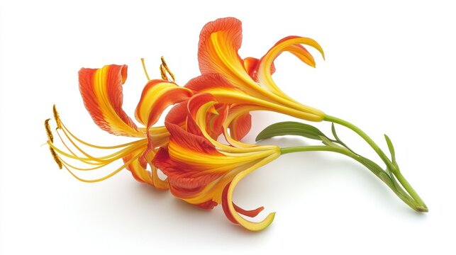 Flame Lily (Gloriosa superba) isolated on white background