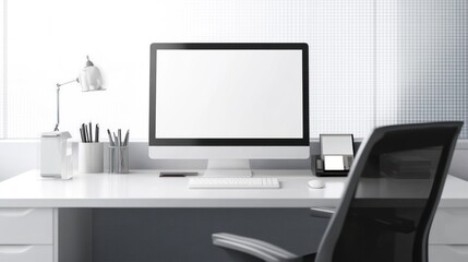 Modern office desk mockup, workspace