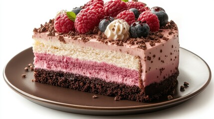 photo a Neapolitan Cake isolated on white background,Transparent background, clear border, for easy background separation,stock image