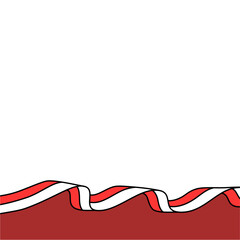 Fototapeta premium Elegant Indonesian Flag Curve Ribbon with Wavy Border for Decoration and Celebration