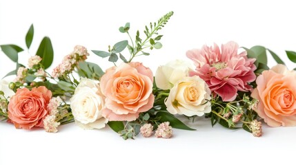 Floral centerpieces isolated on white background